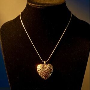 VINTAGE~Gold Filigree Heart Pendant by Edmar Gold Plated